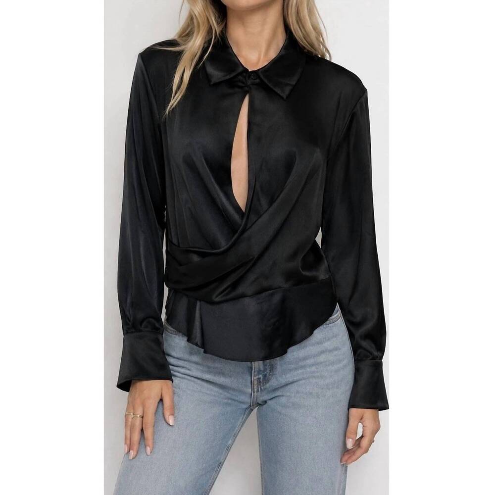 NEW SIMKHAI satin blouse in black